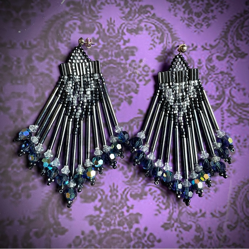 Vintage Iridescent Beaded Chipita earrings